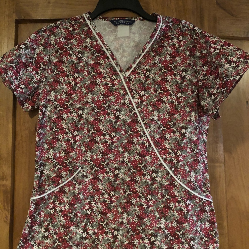 Nu Dimension brand floral scrub top size small.